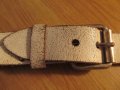 Солиден мъжки колан от дебела телешка кожа - бял - допълнително протъркана  и напукана, снимка 2