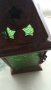 ръчна изработка градински фенер с релефно зелено стъкло и патина -ръжда- подарък свещ, снимка 5