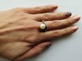 Сребърен пръстен  с перла и цирконий   - сребро проба 925