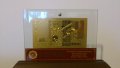 Банкноти 10 лева златни банкноти в стъклена поставка+сертификат, снимка 2