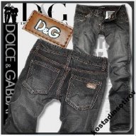 D&G Dolce and Gabbana Grey Leather Plate Мъжки Дънки размер 46 (30)