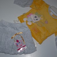 86см Плюшен комплект жълто/сиво – блуза и пола – 86см, снимка 1 - Комплекти за бебе - 19824998