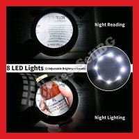 Ръчна настолна лупа LED осветление голямо увеличение за четене шиене бродиране козметик часовникар, снимка 9 - Други инструменти - 24301139