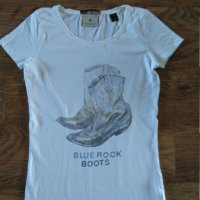 Maison Scotch Blue Rocks Boots Tee - страхотна дамска тениска, снимка 5 - Тениски - 25414255