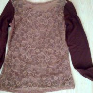 Кафява блуза с дантелен гръб, снимка 2 - Блузи с дълъг ръкав и пуловери - 12416860