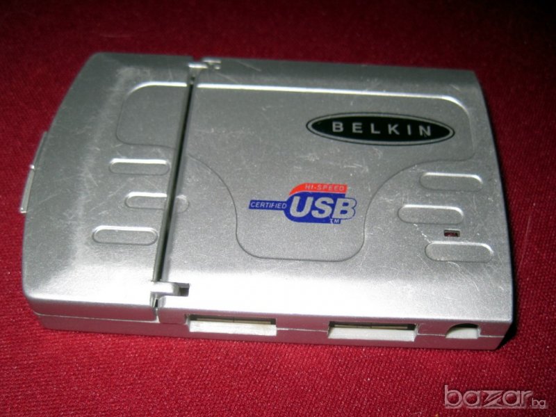 Разклонител USB belkin, 4 Ports, HUB, 4 порта, хъб, сребрист сгъваем, снимка 1