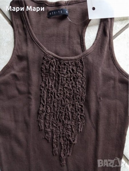 кафяв потник от еластичен рипс, снимка 1