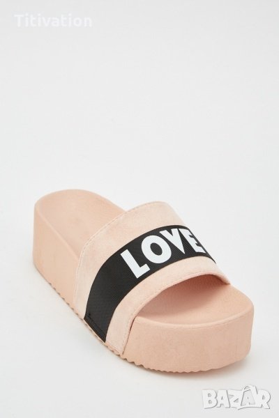 Розови чехли LOVE, снимка 1