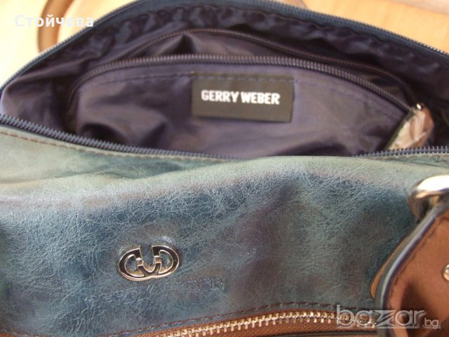 Gerry Weber чисто нова чанта от кожа в синьо, снимка 10 - Чанти - 20794447