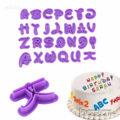 Стил Дисни Disney 26 букви азбука латиница форми ръкопис резци за украса декор торта тесто фондан , снимка 2 - Форми - 19095061