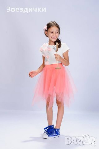 Пола с клин 2 в 1 от ZINC в прасковен цвят - 98, 104  см., снимка 5 - Детски рокли и поли - 24088008