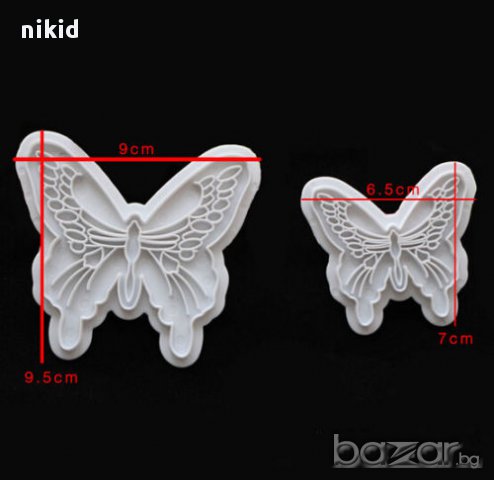 3д 2 пеперуди пеперуда релеф текстурни пластмасови форми резци резец форма печат украса торта сладки, снимка 2 - Форми - 12467563