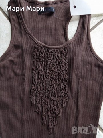 кафяв потник от еластичен рипс, снимка 1