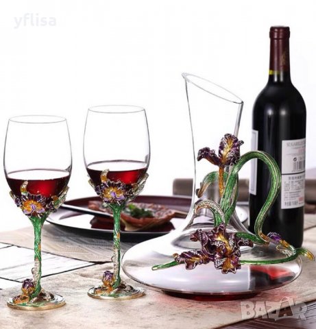 Луксозен сервиз за вино с декантер, снимка 5 - Подаръци за сватба - 25725360