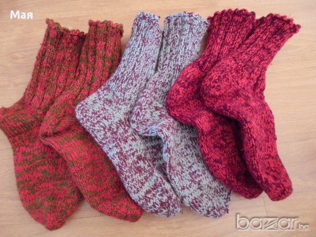 Нови топли вълнени чорапи плетени от истинска домашна вълна, подходящи за туризъм , снимка 6 - Спортна екипировка - 13480251