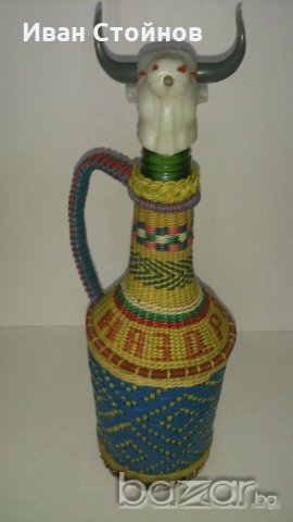 Плетено шише с надпис, снимка 2 - Антикварни и старинни предмети - 19801801