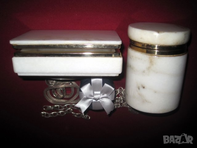 Мраморна кутия сейф, лот сребро, гривни, пръстени, бижута, кутийка, снимка 6 - Антикварни и старинни предмети - 23651738