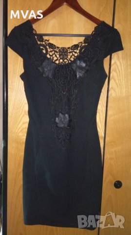 Нова къса черна рокля по тялото S 36 с дантела , снимка 4 - Рокли - 25513273