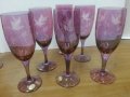  кристални чаши за вино цветно стъкло гравирани, снимка 4