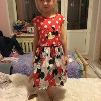 Мини Маус разкроена детска рокля с червени точки горна част 2-6 г, снимка 5 - Детски рокли и поли - 21554884