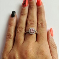 Сребърен пръстен  с розов цирконий - сребро проба 925, снимка 2 - Пръстени - 22894817