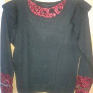 Черна блуза с дантела, снимка 2 - Блузи с дълъг ръкав и пуловери - 15746911