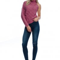 Модерен Дамски Пуловер с Един Ръкав, снимка 5 - Блузи с дълъг ръкав и пуловери - 23681488
