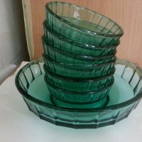 Стъклени купи цветно зелено стъклостъкло , снимка 7 - Антикварни и старинни предмети - 26070012