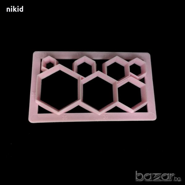 7 размера шестоъгълник шестоъгълници резец форма за фондан тесто сладки торта захарно тесто топка, снимка 1