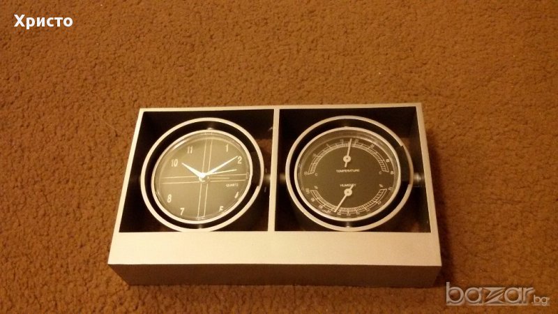 часовник с будилник, термометър и хидрометър за бюро разни, снимка 1