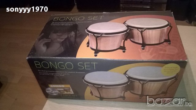 New bongos set+cd-40x23x19-made in germany-внос швеицария, снимка 8 - Ударни инструменти - 16949410
