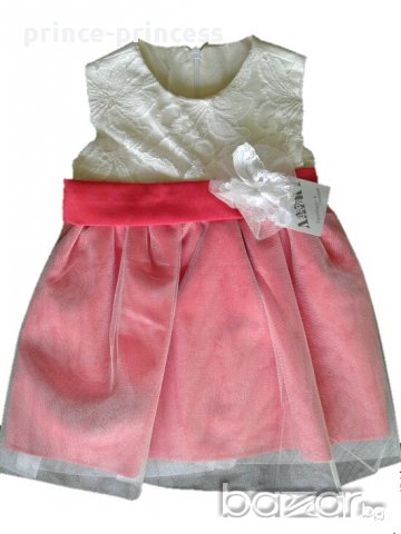 Детска официална рокля в бяло и червено 86см., снимка 1 - Бебешки рокли - 13911487
