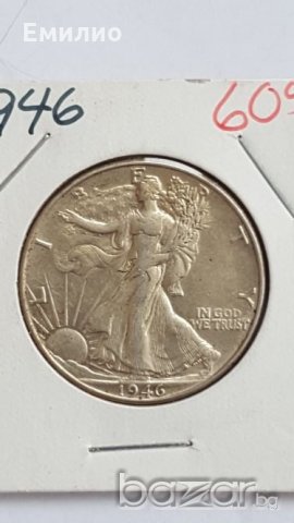 USA  50 Cents 1946 Philadelphia Mint in XF-AUNC CONDITION, снимка 3 - Нумизматика и бонистика - 21091719