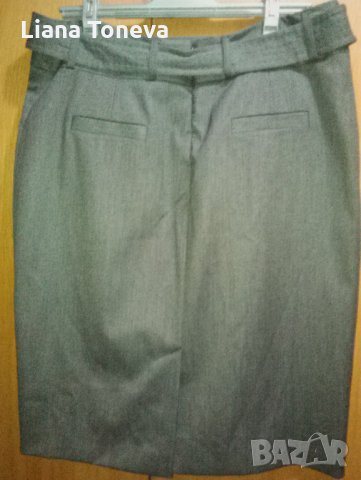 класическа сива пола около коляното, снимка 2 - Поли - 25212763