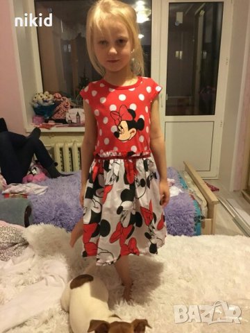 Мини Маус разкроена детска рокля с червени точки горна част 2-6 г, снимка 5 - Детски рокли и поли - 21554884
