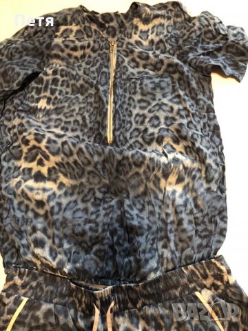 Леопардов дамски комплект - тениска и къси панталони / сатен, снимка 2 - Комплекти - 25286797