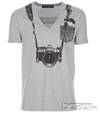 FRANKIE MORELLO GREY CAMERA PRINT Мъжка Тениска size S, снимка 5 - Тениски - 6491224