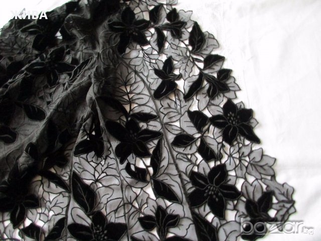 ALBERT NIPON - черна дантела от коприна и кадифе, дамски топ, снимка 6 - Рокли - 13402593