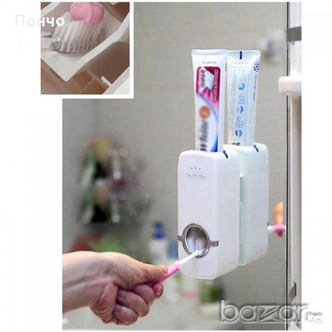Комплект автоматичен диспенсър за паста за зъби и четка за зъби за баня с високо качество, снимка 14 - Други стоки за дома - 20601119