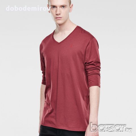 Нова мъжка блуза с 3/4 ръкав G Star MIKAN V-NECK 3/4 SLEEVE RELAXED FIT T-SHIRT оригинал, снимка 2 - Блузи - 13562323