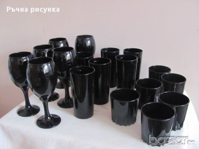 Черни стъклени чаши -всякакви модели, снимка 3 - Декорация за дома - 15761198