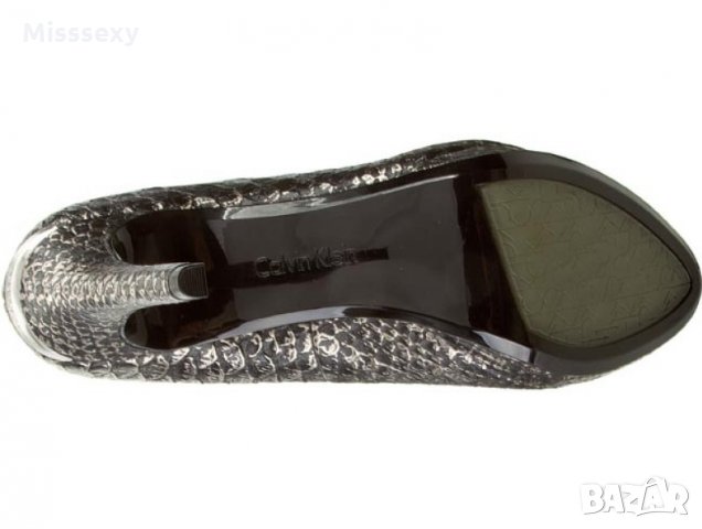 ПРОМО 🍊 CALVIN KLEIN № 37-38-39 🍊 Дамски кожени сандали в черно сребристо нови с кутия, снимка 9 - Дамски елегантни обувки - 21972391