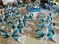 Комплект за кръщене и подаръчета в светло синьо и тюркоаз с кръстче, снимка 2