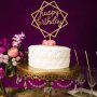 Happy Birthday в Квадрат твърд Акрил Златен топер за торта Рожден Ден
