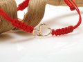 Две златни сърца в гривна червен конец, за мама и бебе или любим човек, снимка 1 - Гривни - 14648085