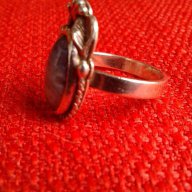Старинен сребърен пръстен ръчна изработка с естествен камък, снимка 5 - Пръстени - 16083973