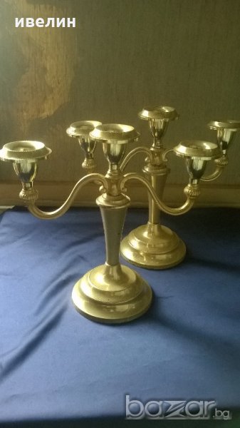 два посребрени метални свещници, снимка 1