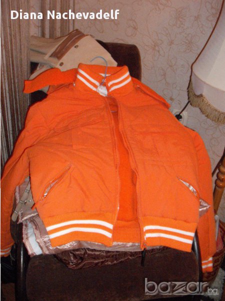 оранжево ватирано зимно яке, снимка 1
