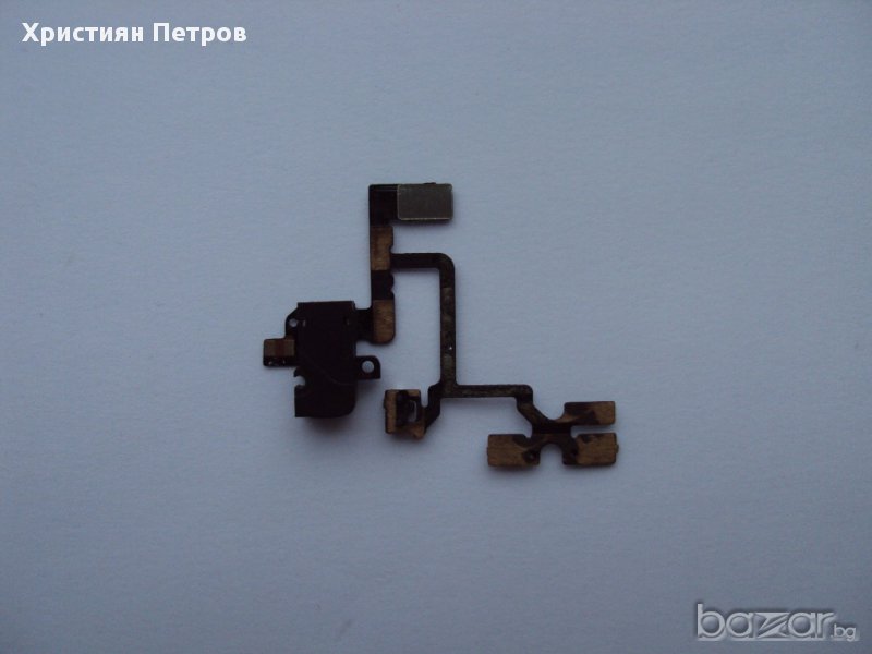 Лентов кабел със странични бутони и стерео жак за iphone 4S, снимка 1