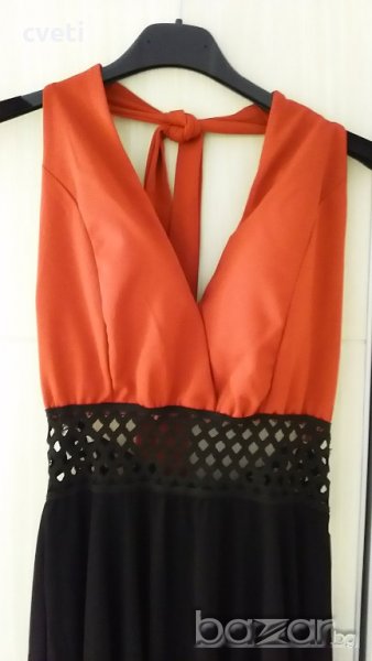 Рокля с гол гръб, червено и черно, универсален размер,, снимка 1